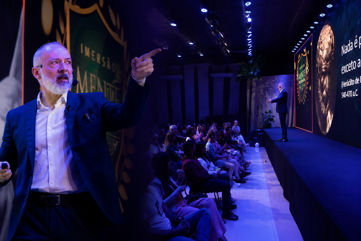 Alexandre Alvarenga em palco com plateia lotada