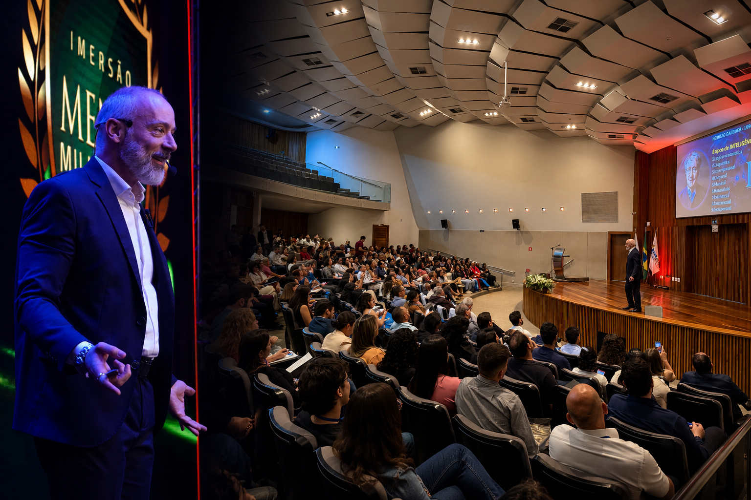 Alexandre Alvarenga em palco corporativo